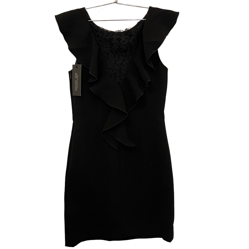 Rachel Zoe black dress, lace ,Polyester, acetate, overlay cocktail dress, size 2
